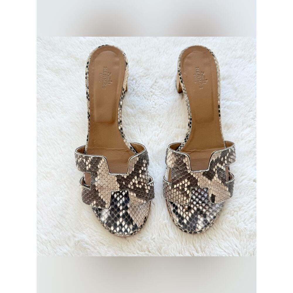 Hermes brown python oasis sandals  women size 38 EU Authentic Retail 3200$